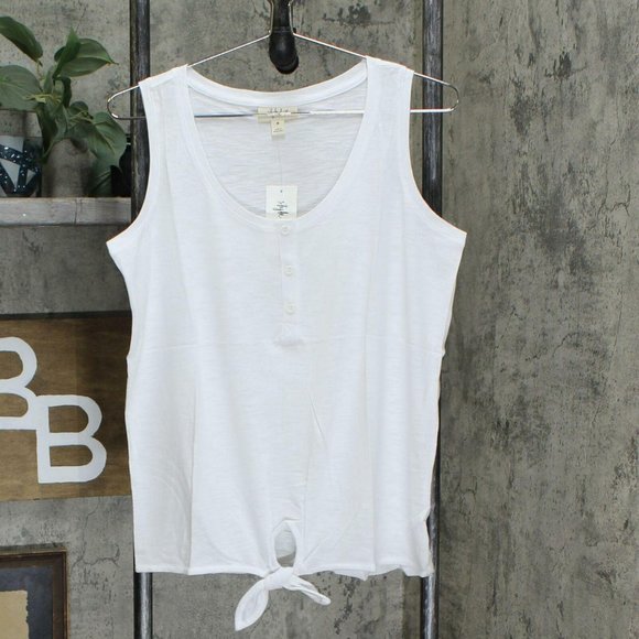 Style & Co. Tops - NWT Style & Co. Henley Tie Front Tank Top XL White